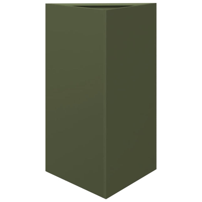 Fioriera da Giardino Verde Oliva Triangolare 50x43x75cm Acciaio