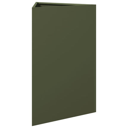 Fioriera da Giardino Verde Oliva Triangolare 50x43x75cm Acciaio