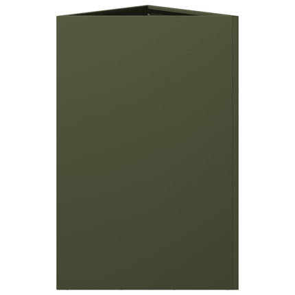 Fioriera da Giardino Verde Oliva Triangolare 50x43x75cm Acciaio