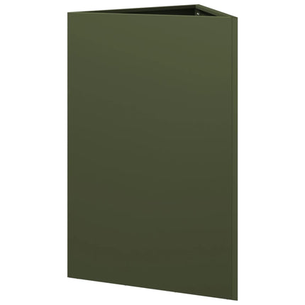 Fioriera da Giardino Verde Oliva Triangolare 50x43x75cm Acciaio