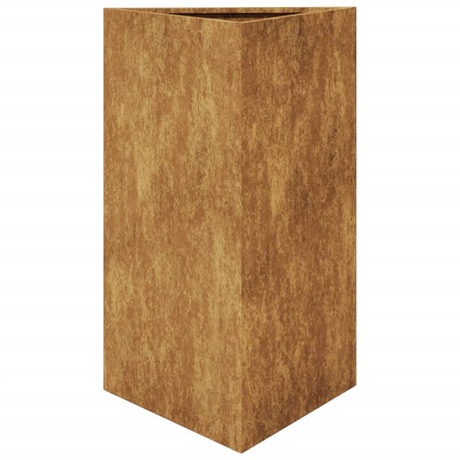Fioriera da Giardino Triangolare 50x43x75 cm in Acciaio Corten