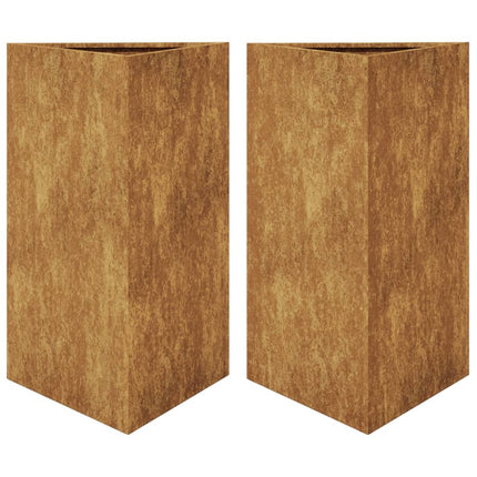 Fioriere da Giardino 2 pz Triangolari 50x43x75cm Acciaio Corten