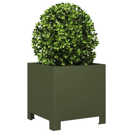 Fioriere da Giardino 2 pz Verde Oliva 30x30x30 cm in Acciaio