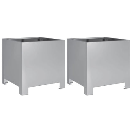 Fioriere da Giardino 2 pz 30x30x30 Grigie in Acciaio Zincato