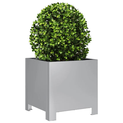 Fioriere da Giardino 2 pz 30x30x30 Grigie in Acciaio Zincato