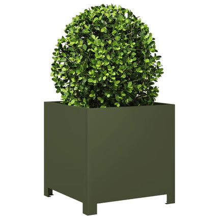 Fioriere da Giardino 2 pz Verde Oliva 40x40x40 cm in Acciaio