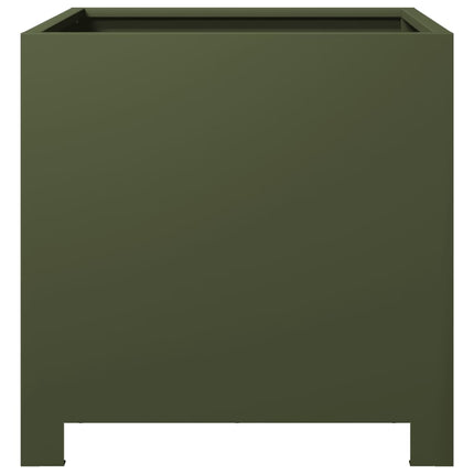 Fioriere da Giardino 2 pz Verde Oliva 40x40x40 cm in Acciaio