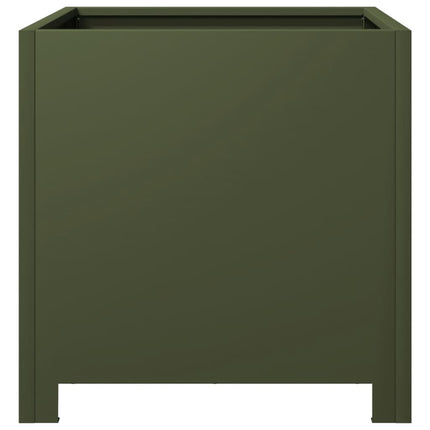 Fioriere da Giardino 2 pz Verde Oliva 40x40x40 cm in Acciaio