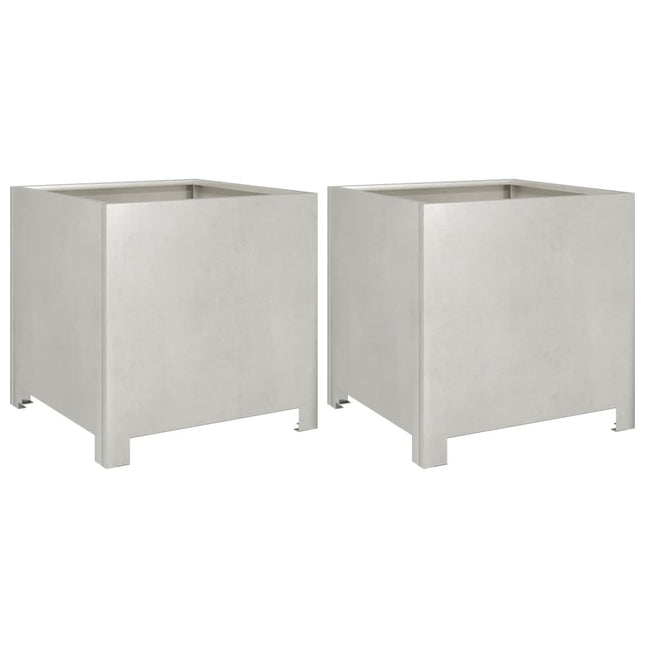 Fioriere da Giardino 2 pz 40x40x40 cm in Acciaio Inox