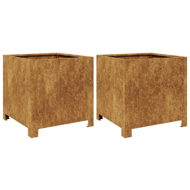 Fioriere da Giardino 2 pz 40x40x40 cm in Acciaio Corten