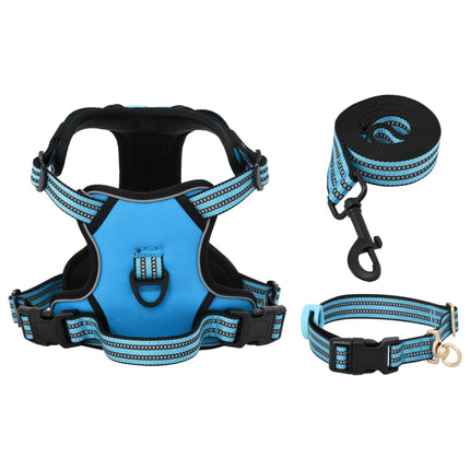 Pettorina per Cani con Guinzaglio e Collare Regolabile Blu S