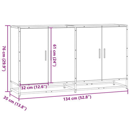 Credenza Grigio Sonoma 134x35x76 cm in Truciolato