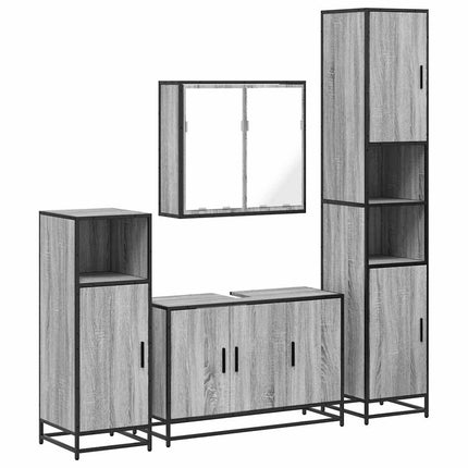 Set Mobili da Bagno 4 pz Grigio Sonoma in Legno Multistrato