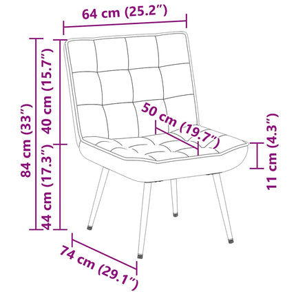 Poltrona Relax 64x74x84 cm Rosa in Velluto