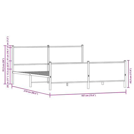 Giroletto senza Materaso in Metallo Rovere Fumo 183x213 cm