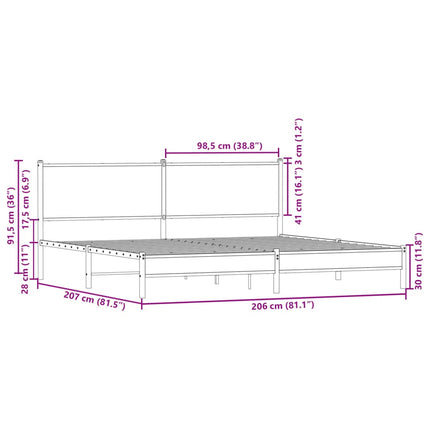 Giroletto senza Materaso in Metallo Rovere Sonoma 200x200 cm