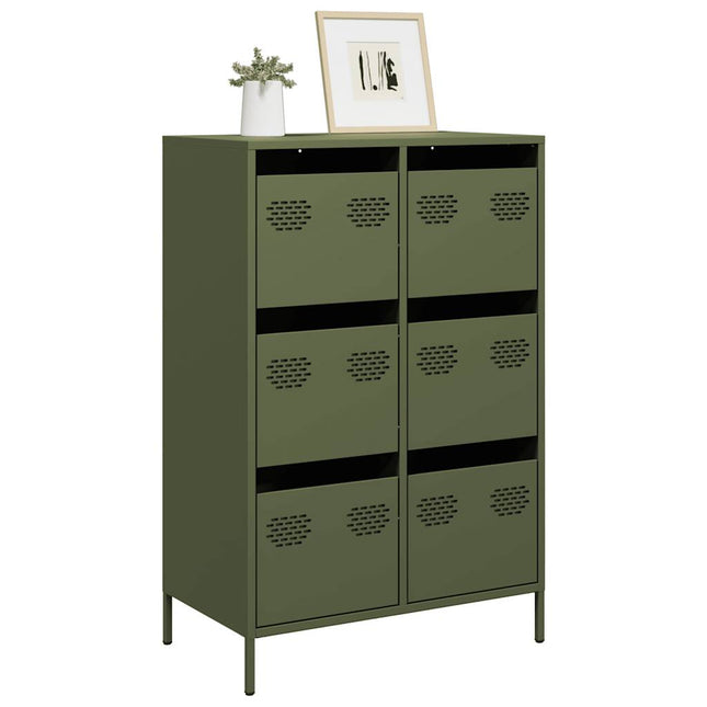 Credenza Verde Oliva 68x39x101,5 cm in Acciaio