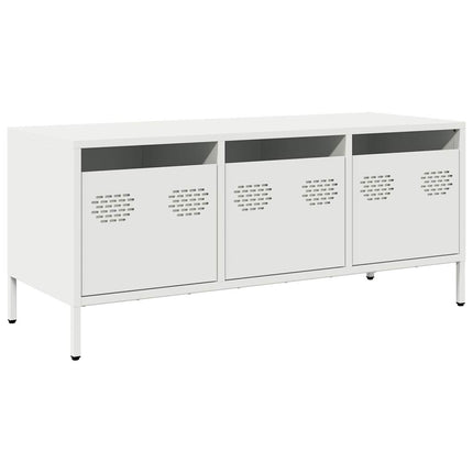 Mobile TV Bianco 101,5x39x43,5 cm in Acciaio Laminato a Freddo