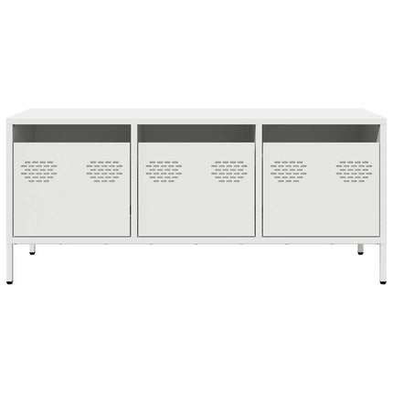 Mobile TV Bianco 101,5x39x43,5 cm in Acciaio Laminato a Freddo