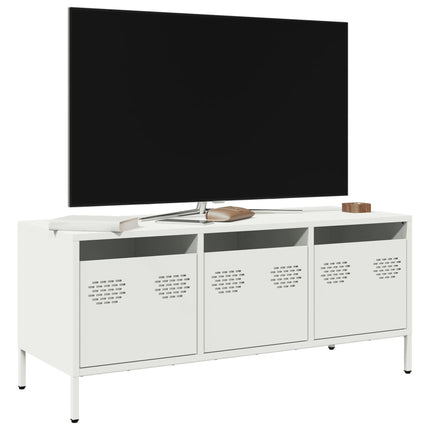Mobile TV Bianco 101,5x39x43,5 cm in Acciaio Laminato a Freddo