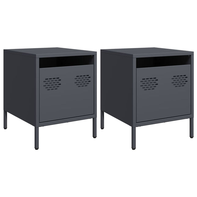 Comodini 2 pz Antracite 35x39x43,5 cm in Acciaio