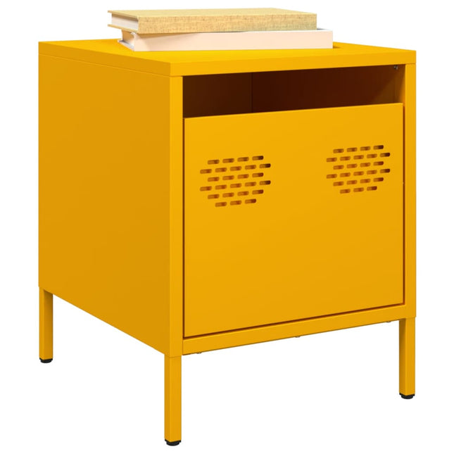 Comodini 2 pz Giallo Senape 35x39x43,5 cm in Acciaio