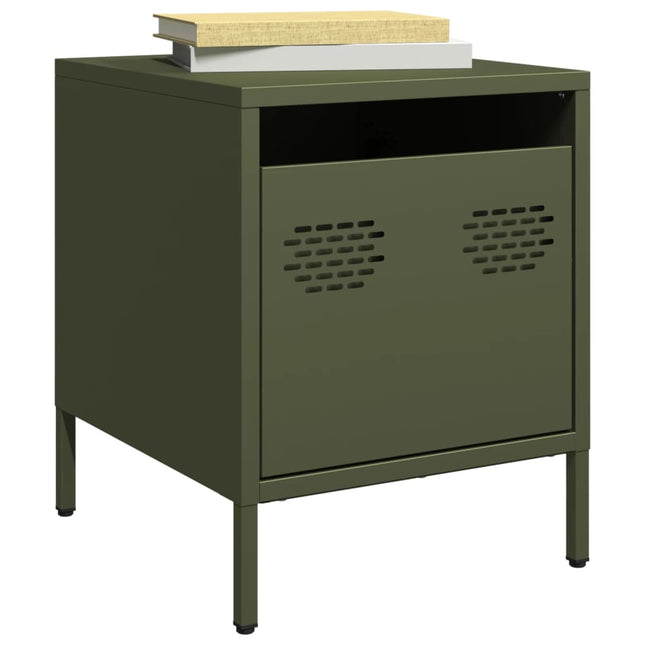 Comodini 2 pz Verde Oliva 35x39x43,5 cm in Acciaio