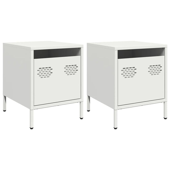 Comodini 2 pz Bianco 35x39x43,5 cm in Acciaio
