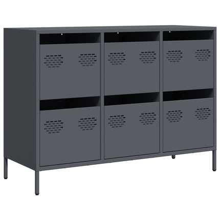 Credenza Antracite 101,5x39x73,5cm in Acciaio Laminato a Freddo