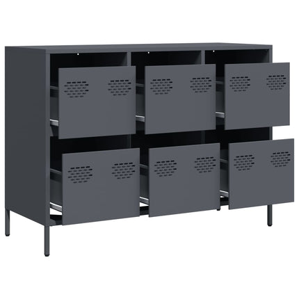 Credenza Antracite 101,5x39x73,5cm in Acciaio Laminato a Freddo