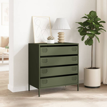 Credenza Verde Oliva 68x39x73,5 cm in Acciaio Laminato a Freddo