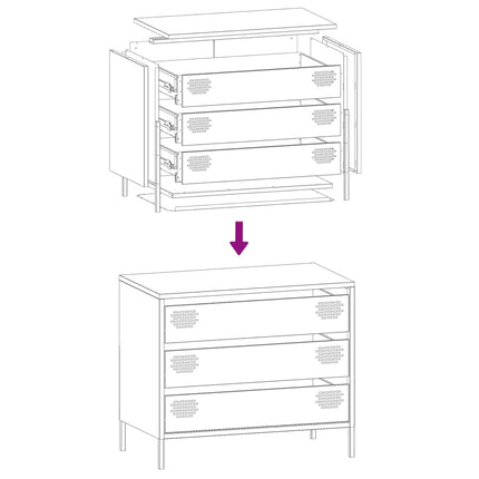 Credenza Antracite 68x39x58,5 cm in Acciaio Laminato a Freddo