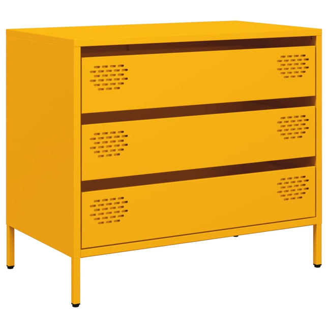 Credenza Giallo Senape 68x39x58,5 cm Acciaio Laminato a Freddo