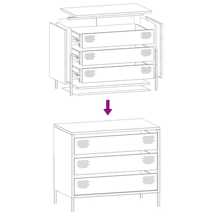 Credenza Giallo Senape 68x39x58,5 cm Acciaio Laminato a Freddo