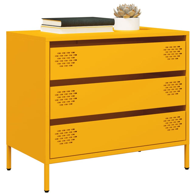 Credenza Giallo Senape 68x39x58,5 cm Acciaio Laminato a Freddo