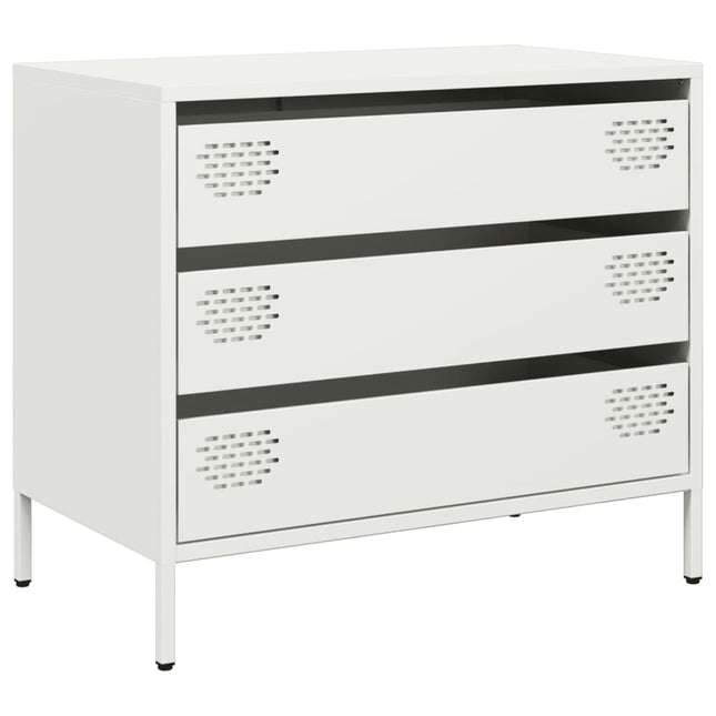 Credenza Bianca 68x39x58,5 cm in Acciaio Laminato a Freddo