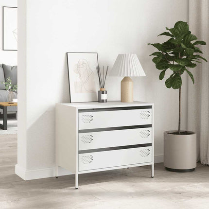 Credenza Bianca 68x39x58,5 cm in Acciaio Laminato a Freddo