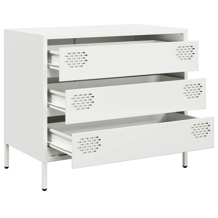 Credenza Bianca 68x39x58,5 cm in Acciaio Laminato a Freddo