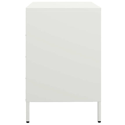 Credenza Bianca 68x39x58,5 cm in Acciaio Laminato a Freddo