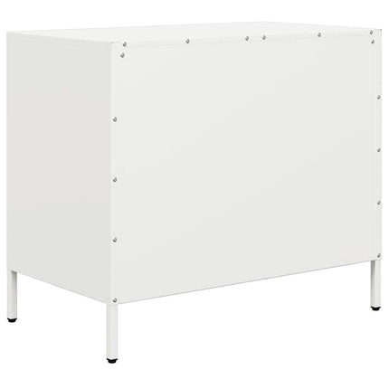 Credenza Bianca 68x39x58,5 cm in Acciaio Laminato a Freddo