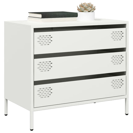 Credenza Bianca 68x39x58,5 cm in Acciaio Laminato a Freddo