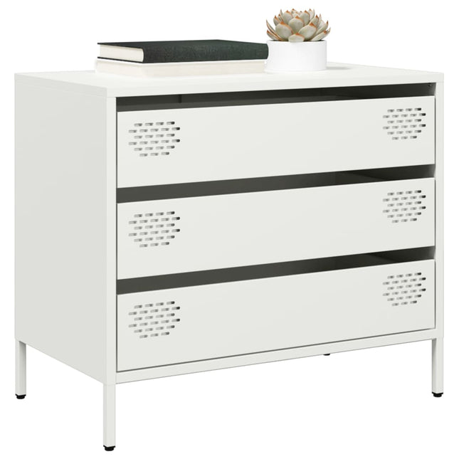 Credenza Bianca 68x39x58,5 cm in Acciaio Laminato a Freddo
