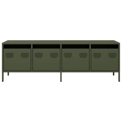 Mobile TV Verde Oliva 135x39x43,5cm Acciaio Laminato a Freddo