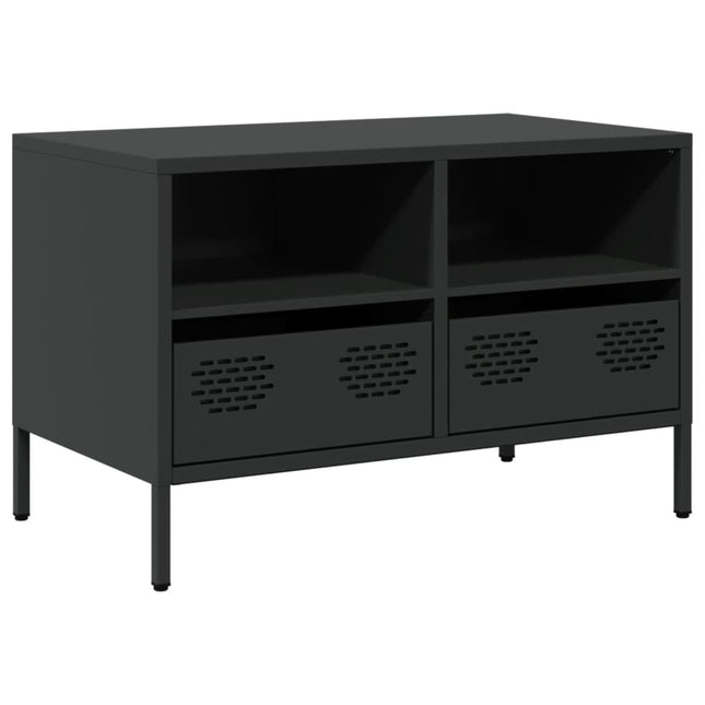 Mobile TV Nero 68x39x43,5cm in Acciaio Laminato a Freddo