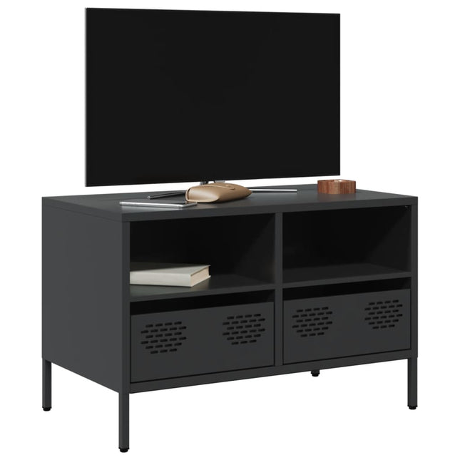 Mobile TV Nero 68x39x43,5cm in Acciaio Laminato a Freddo
