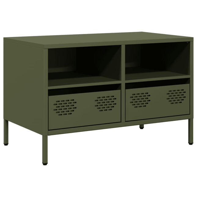 Mobile TV Verde Oliva 68x39x43,5cm in Acciaio Laminato a Freddo