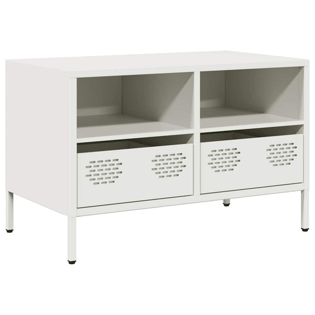 Mobile TV Bianco 68x39x43,5 cm in Acciaio Laminato a Freddo