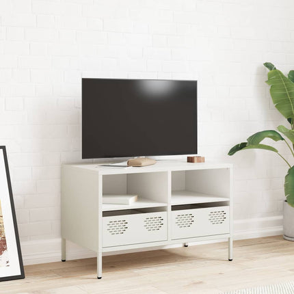 Mobile TV Bianco 68x39x43,5 cm in Acciaio Laminato a Freddo