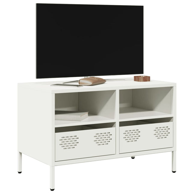 Mobile TV Bianco 68x39x43,5 cm in Acciaio Laminato a Freddo