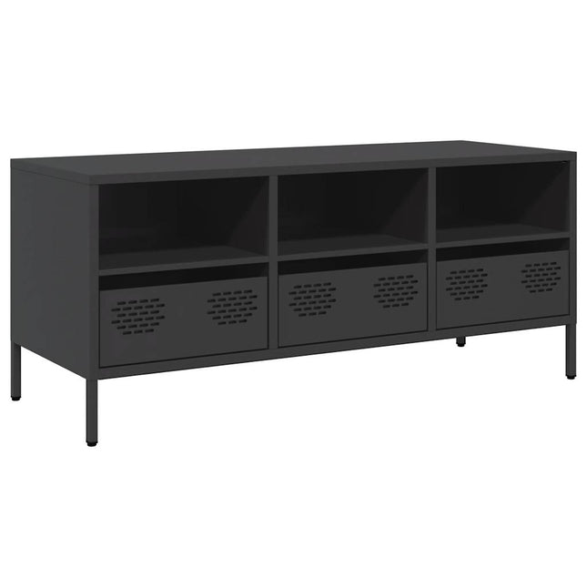 Mobile TV Nero 101,5x39x43,5 cm in Acciaio Laminato a Freddo